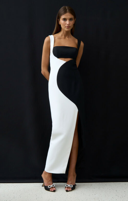 BY JOHNNY CATERINA TWO TONE CURVE DRESS