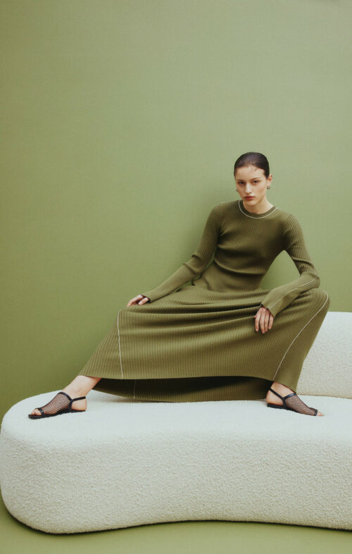 NUDE LUCY GAIA KNIT DRESS OLIVE