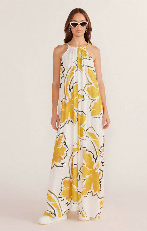 MINKPINK ZURI HALTER NECK MAXI DRESS PALM