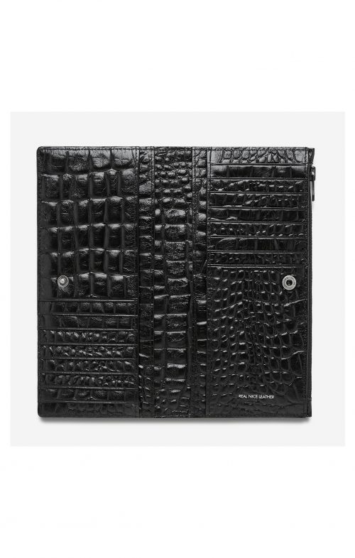 STATUS ANXIETY IN BEGINNING WALLET BLACK CROC EMBOSS