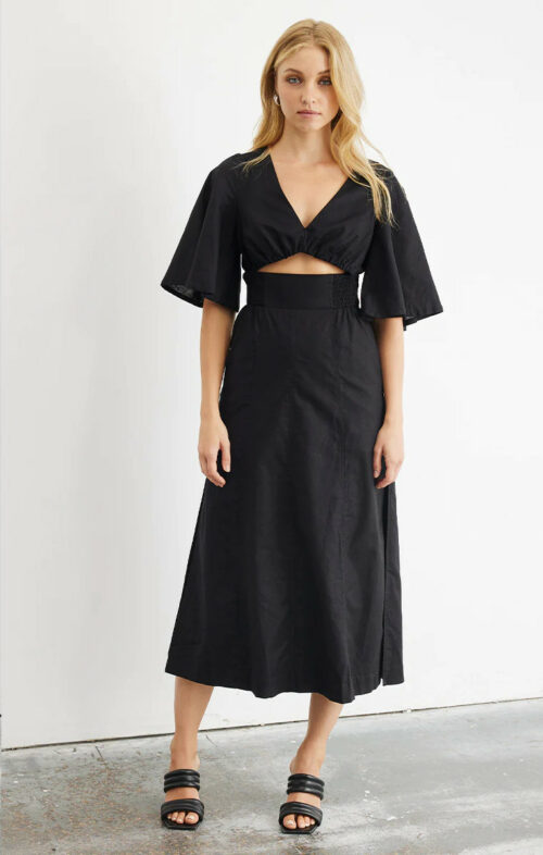 SOVERE EPIPHANY MIDI DRESS BLACK