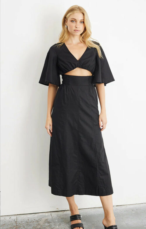 SOVERE EPIPHANY MIDI DRESS BLACK