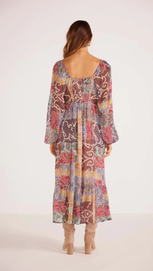 MINKPINK CIANA KEYHOLE MIDI DRESS PAISLEY