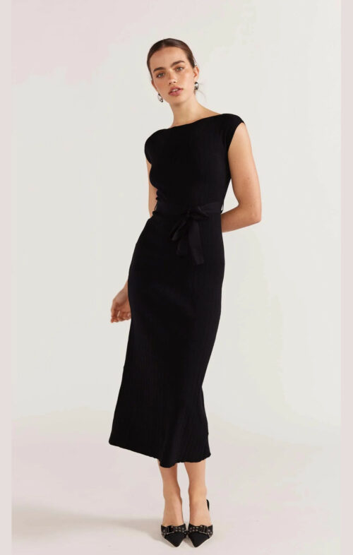 STAPLE LUANA KNIT MIDI DRESS BLACK