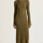 NUDE LUCY GAIA KNIT DRESS OLIVE