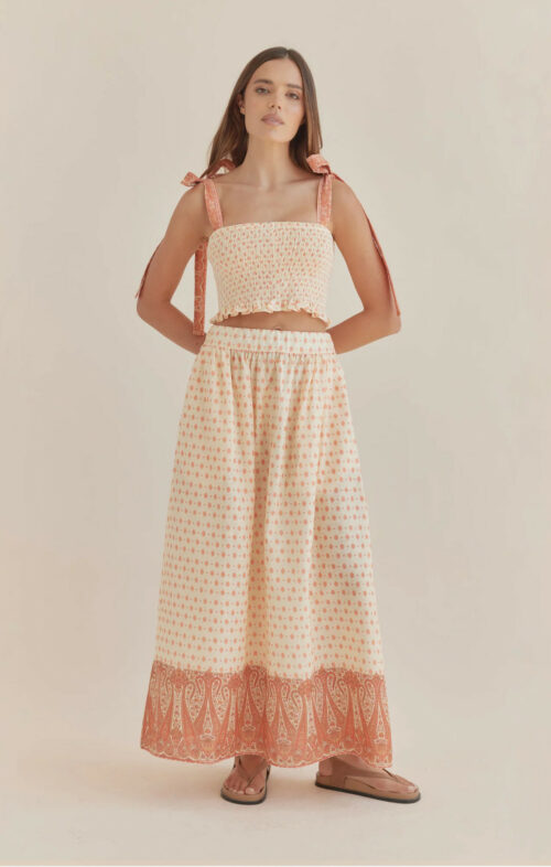 AMELIUS PEACH PAISLEY MAXI SKIRT