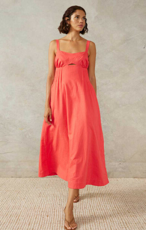 MON RENN SUNLIGHT MIDI DRESS HIBISCUS PINK