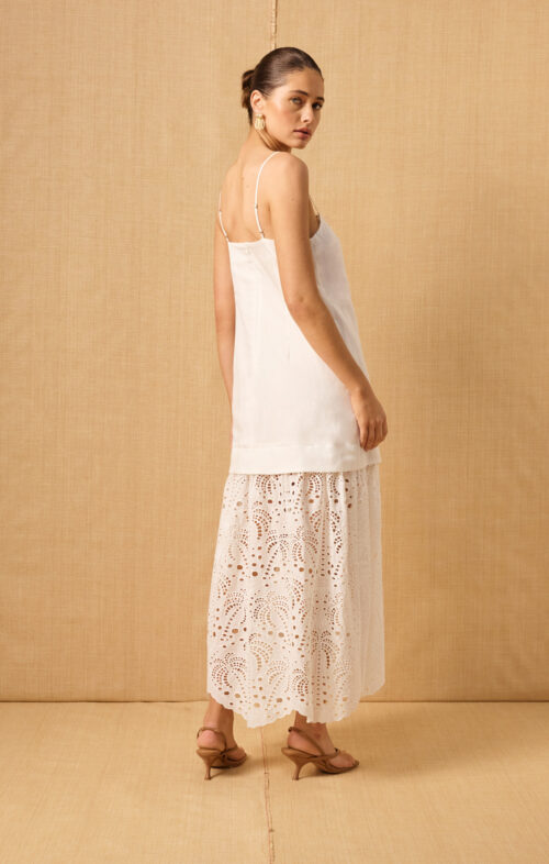 MON RENN AGUA ANGLAISE DRESS WHITE