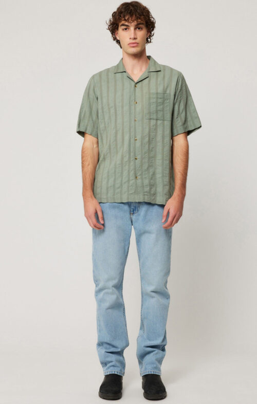 ROLLAS MEN BOWLER SEERSUCKER SHIRT MOSS