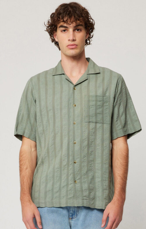 ROLLAS MEN BOWLER SEERSUCKER SHIRT MOSS GREEN