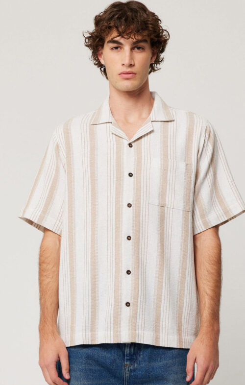 ROLLAS MEN BOWLER WEAVE STRIPE SHIRT NATURAL