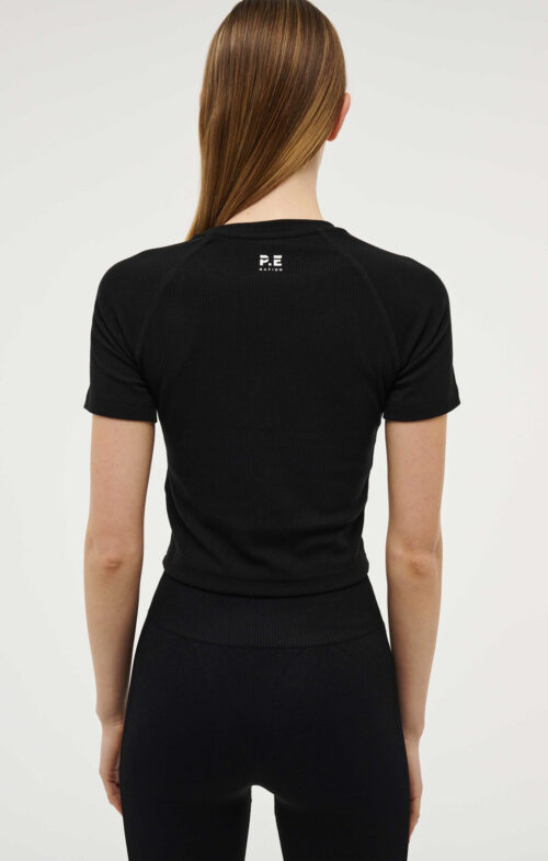 PE NATION FREE PLAY SS RIB TEE BLACK