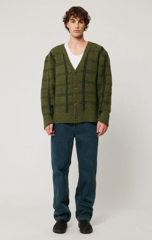 ROLLAS MEN BRUNO CHECK CARDIGAN GREEN