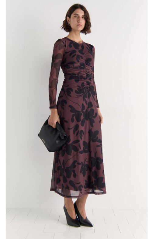 STAPLE OLINA MESH MAXI DRESS ABSTRACT FLORAL