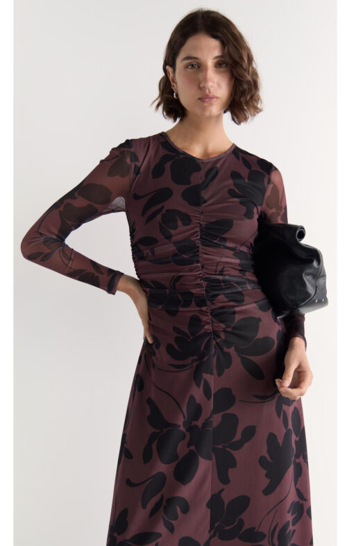 STAPLE OLINA MESH MAXI DRESS ABSTRACT FLORAL