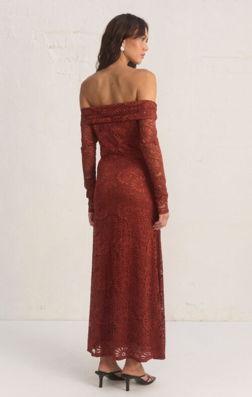 MON RENN FLORA LACE DRESS WINE