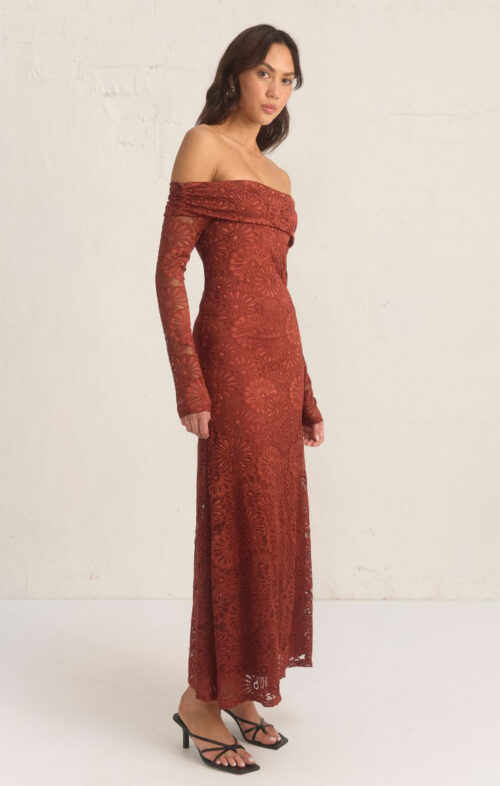 MON RENN FLORA LACE DRESS WINE