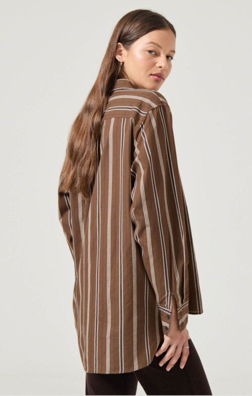ROLLAS BROWNSTONE SHIRT COCOA STRIPE