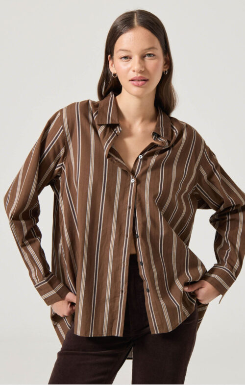 ROLLAS BROWNSTONE SHIRT COCOA STRIPE