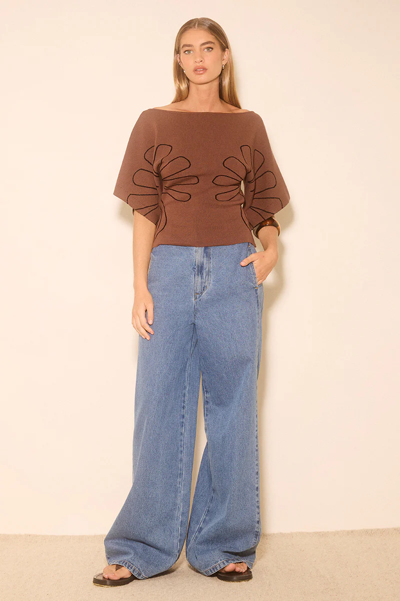 MON RENN VENTURE KNIT TOP CACAO