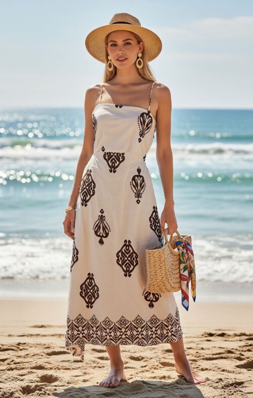 ENHANCE GAIA ABSTRACT PRINT MIDI DRESS