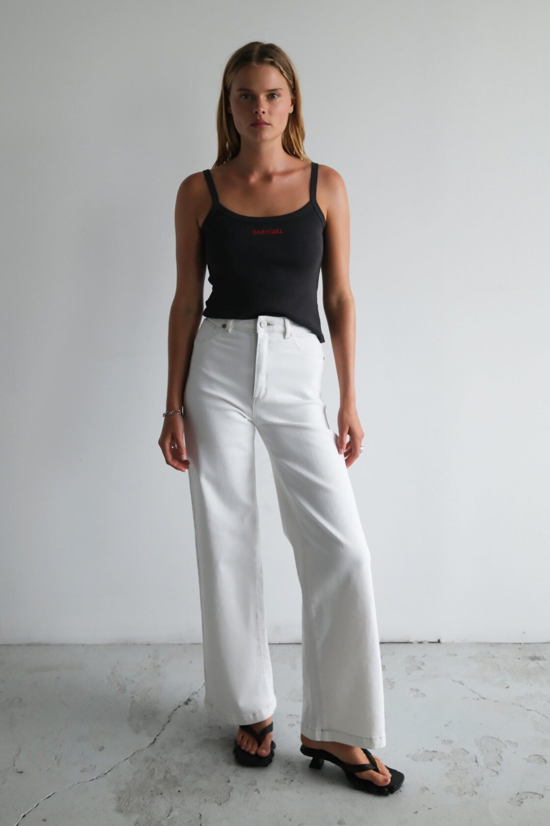ABRAND 94 WIDE WESTERN WHITE JEANS