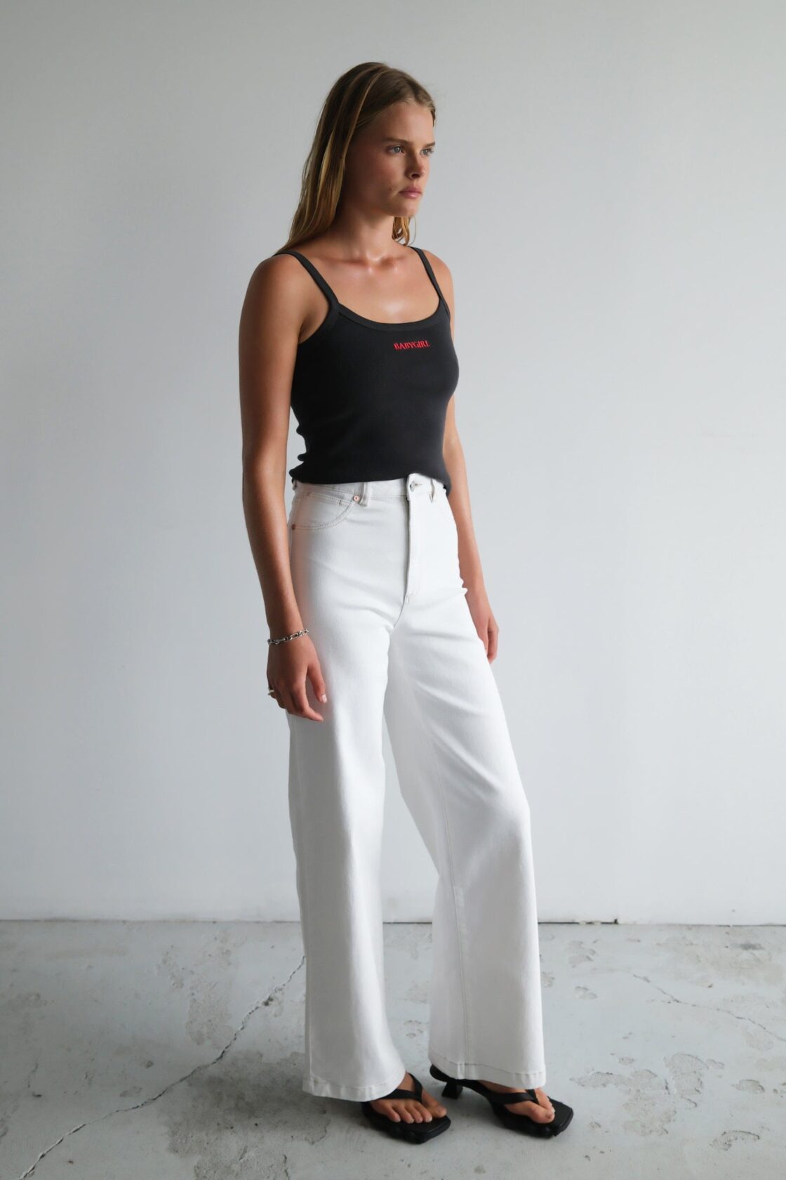 ABRAND 94 WIDE WESTERN WHITE JEANS