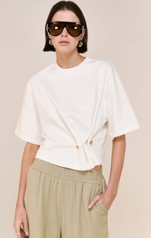 ENHANCE LUNE CROP TEE WHITE