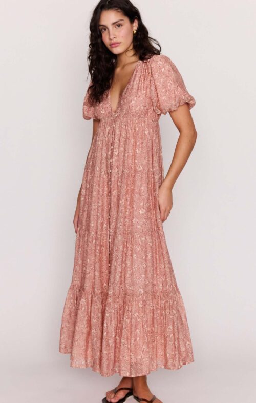 ENHANCE YASMIN TIERED MAXI DRESS BOHO FLORAL
