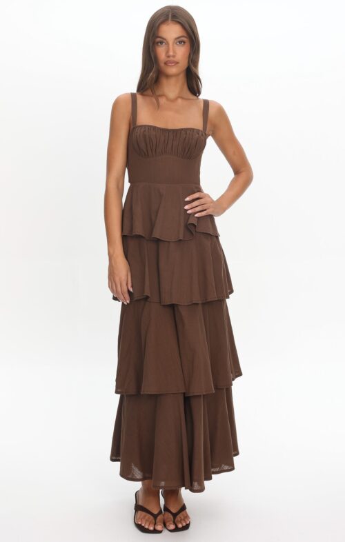 INDIKAH OPHELIA MAXI DRESS CHOCOLATE