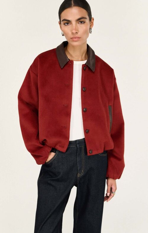 staple the label meava bomber jacket rose chocolate