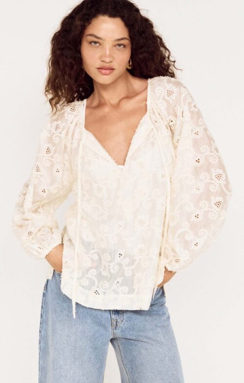 MINKPINK INEZ BLOUSE CREAM