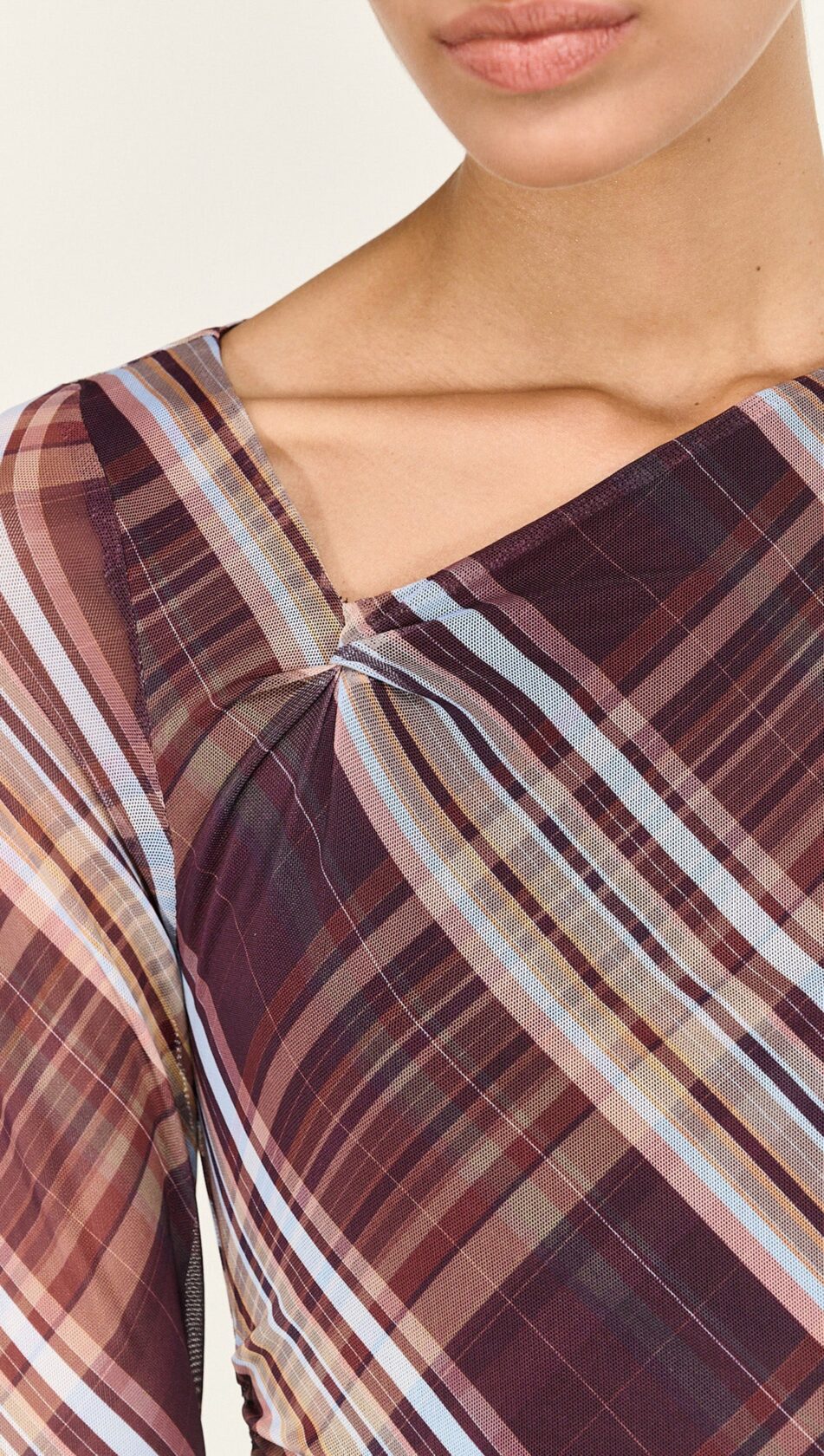 STAPLE ARLES MESH MIDI DRESS PLAID