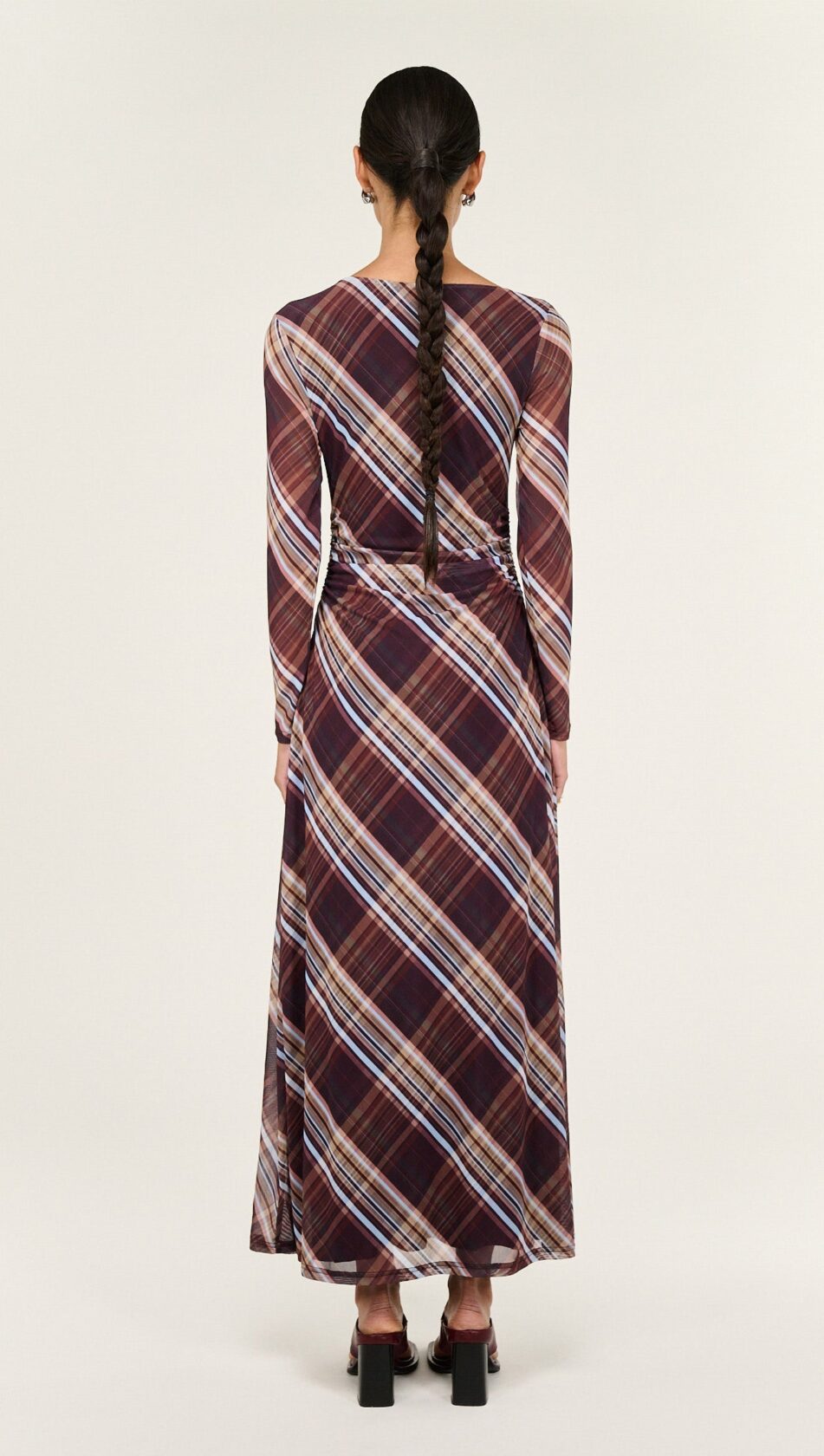 STAPLE ARLES MESH MIDI DRESS PLAID