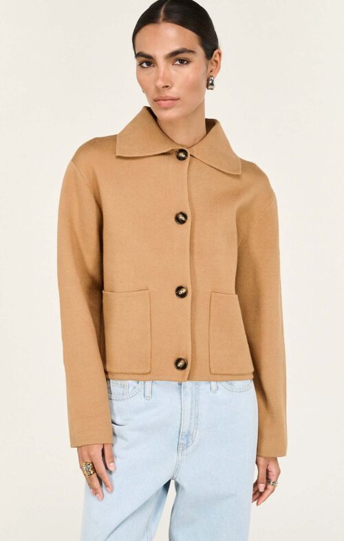 STAPLE AURA BARN KNIT JACKET CARAMEL