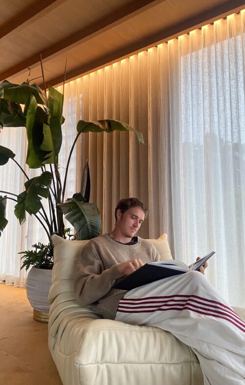 ROLLAS MEN FISHERMANS TWEED CREW KNIT LINSEED