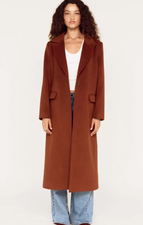 MINKPINK FRIDA LONG COAT CHOCOLATE
