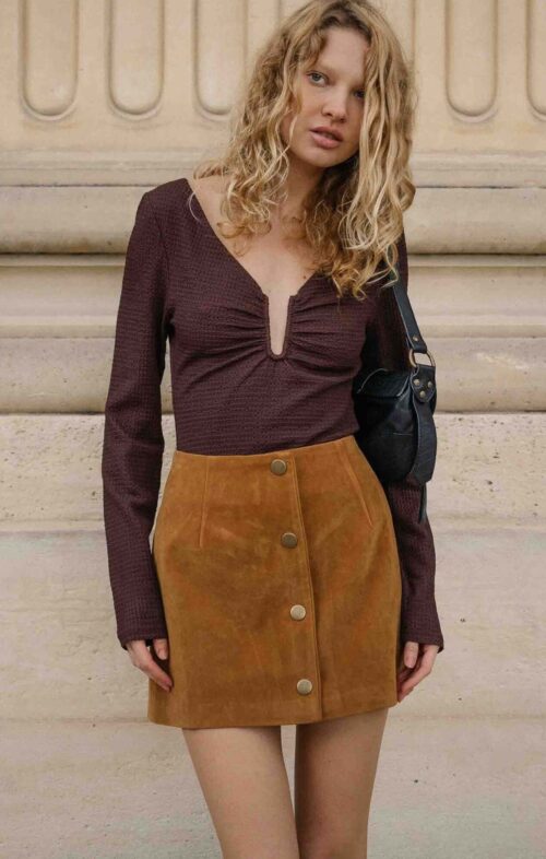 MINKPINK MYRA U WIRE TOP CHOCOLATE