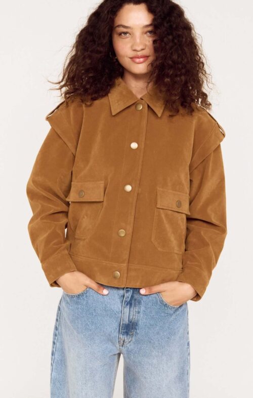 MINKPINK FAYE FAUX SUEDE JACKET CAMEL