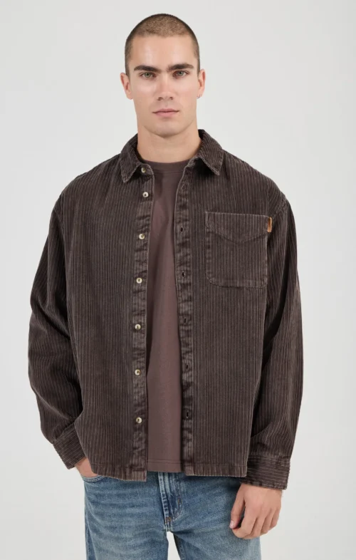 ROLLAS MEN CAMPUS CHUNKY CORD SHIRT BROWN