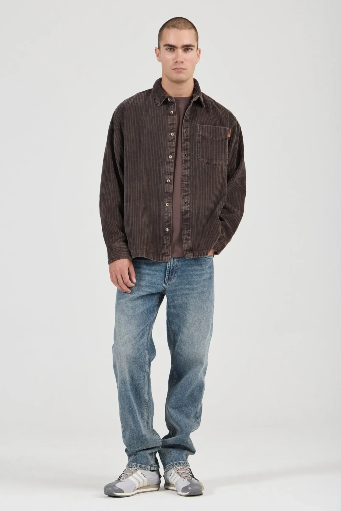 ROLLAS MEN CAMPUS CHUNKY CORD SHIRT BROWN