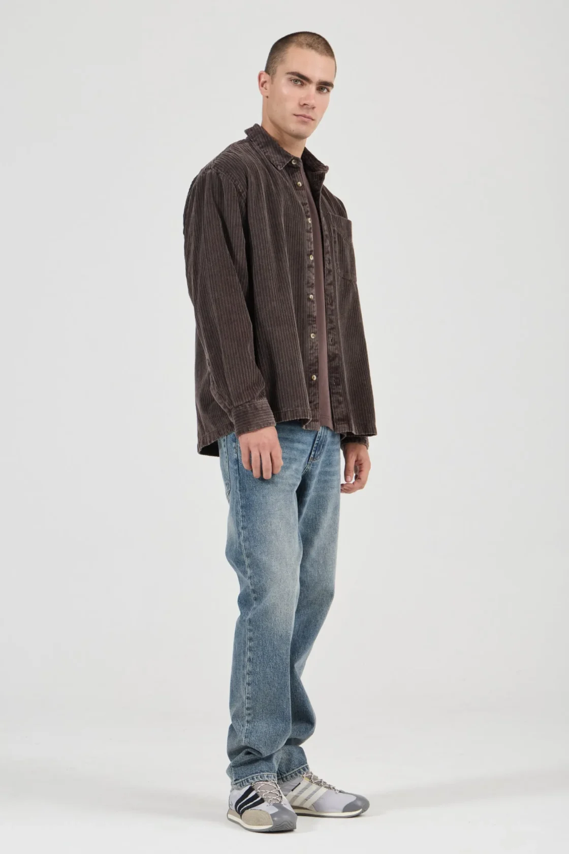 ROLLAS MEN CAMPUS CHUNKY CORD SHIRT BROWN
