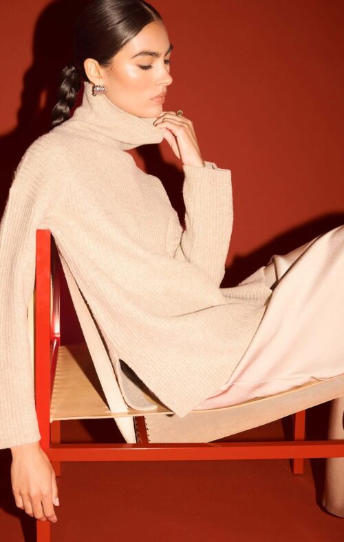 STAPLE SABINE ROLL NECK JUMPER NATURAL MARLE